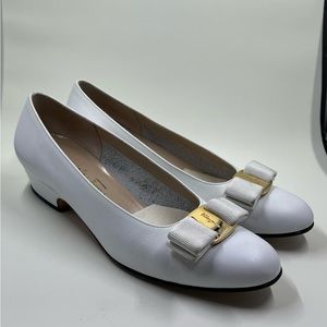 Salvatore Ferragamo white flat loafers